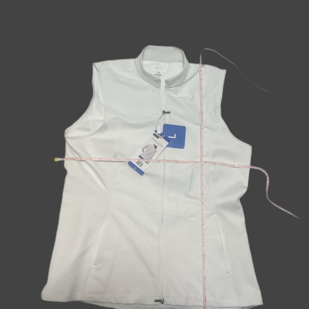 Greg Norman Collection NWT White Ribbed Zip-Up Vest Stand Collar Size L - Picture 6 of 6